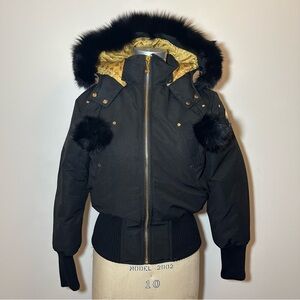 NWT Moose Knuckles Debbie Bomber Black & Gold Size Small